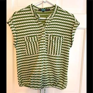 Gingham drawstring blouse